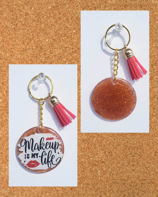 AB Key Chain "Make Up Is My life"