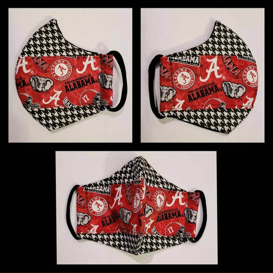 AL "Alabama Strip On Houndstooth"~(Men)~Face Masks
