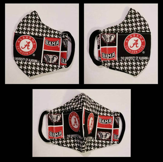 AL "Alabama Crimson Tide" Strip On Houndstooth~(Women)~Face Mask
