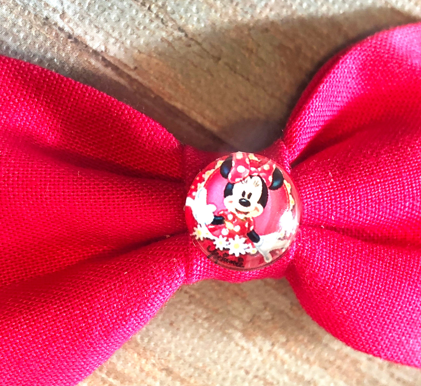 New Born Bow~ Minnie Mouse Bow ~ Fabric Hair Bow~ Hot Pink Bow~ Nylon Band Bow ~ 2.5" inch Bow~ Extra Small Bow