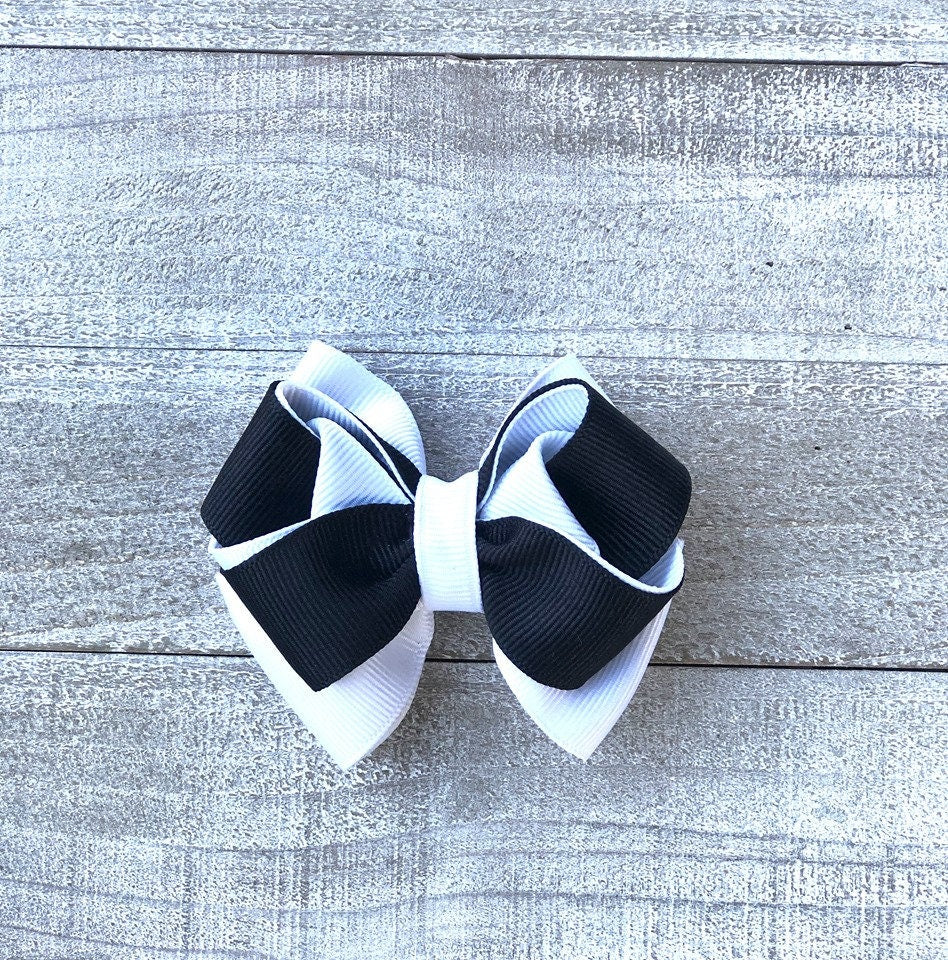 Small Bow Set~ Pig Tail Bows~ Black & White Bows~ 3" inch Small Bows