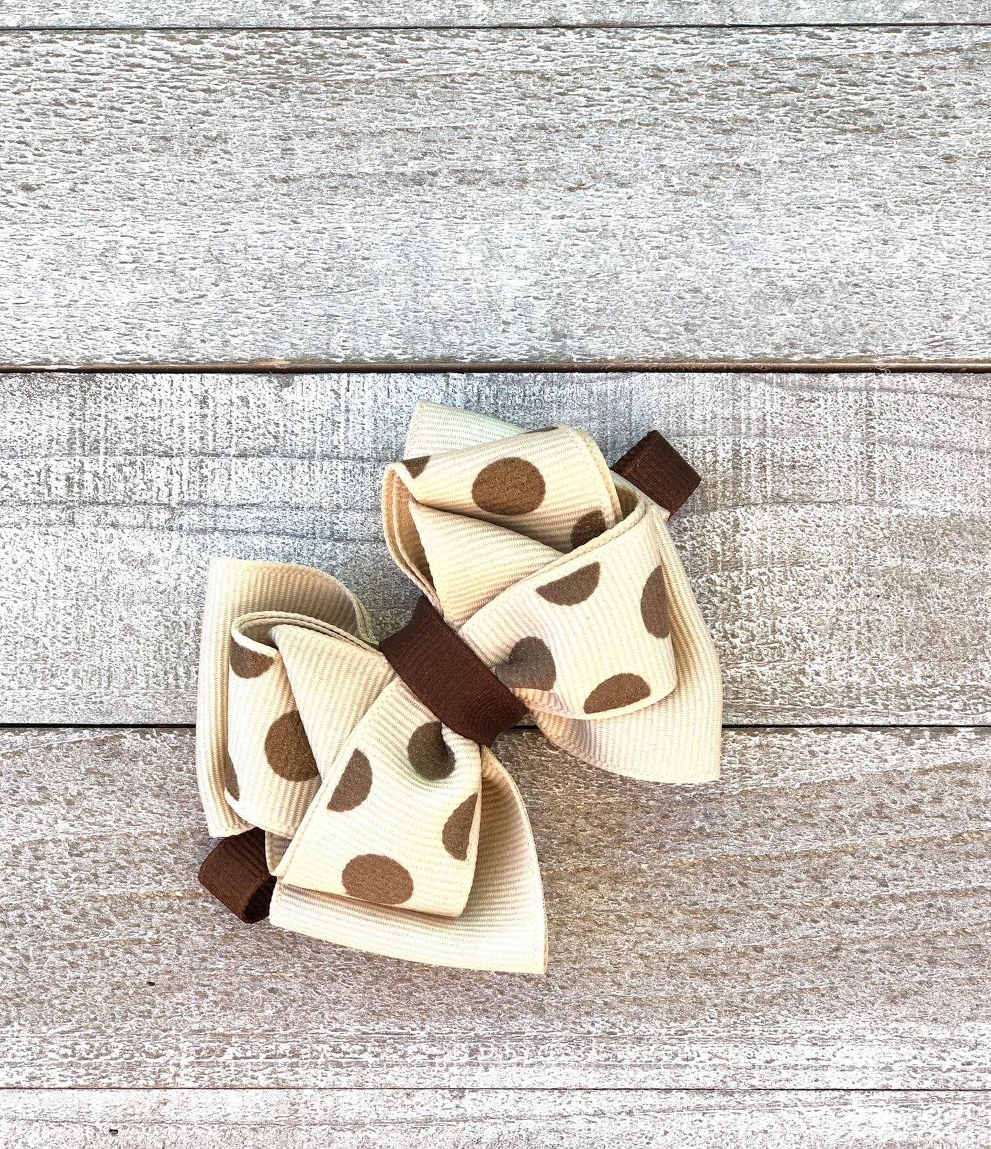 Small Bow Set~ Pig Tail Bows~ Brown & Beige Bows~ Polka Dot Bows~ 3" inch Bows