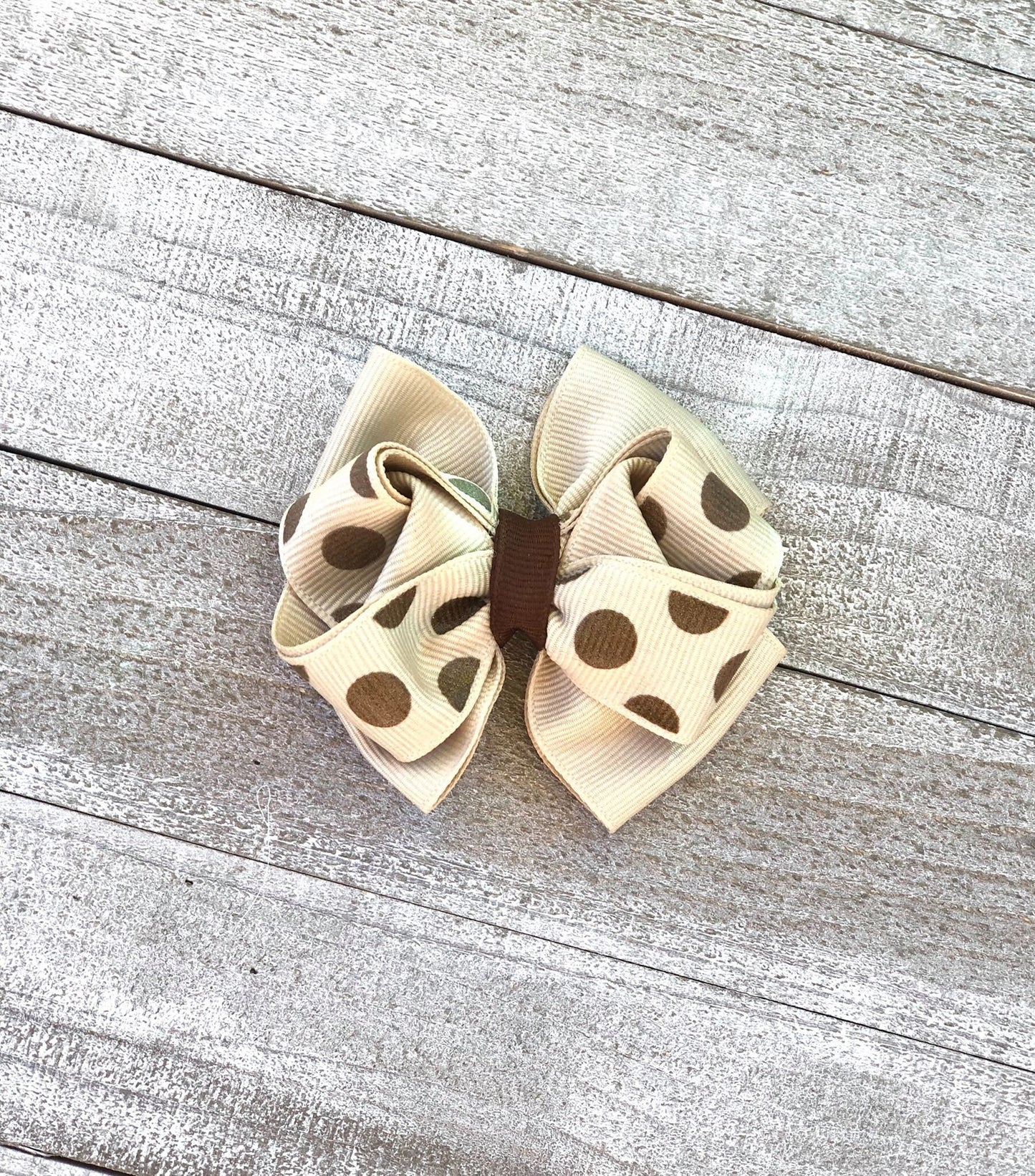 Small Bow Set~ Pig Tail Bows~ Beige & Brown Bows~ Polka Dots Bows~ 3" inch Bows