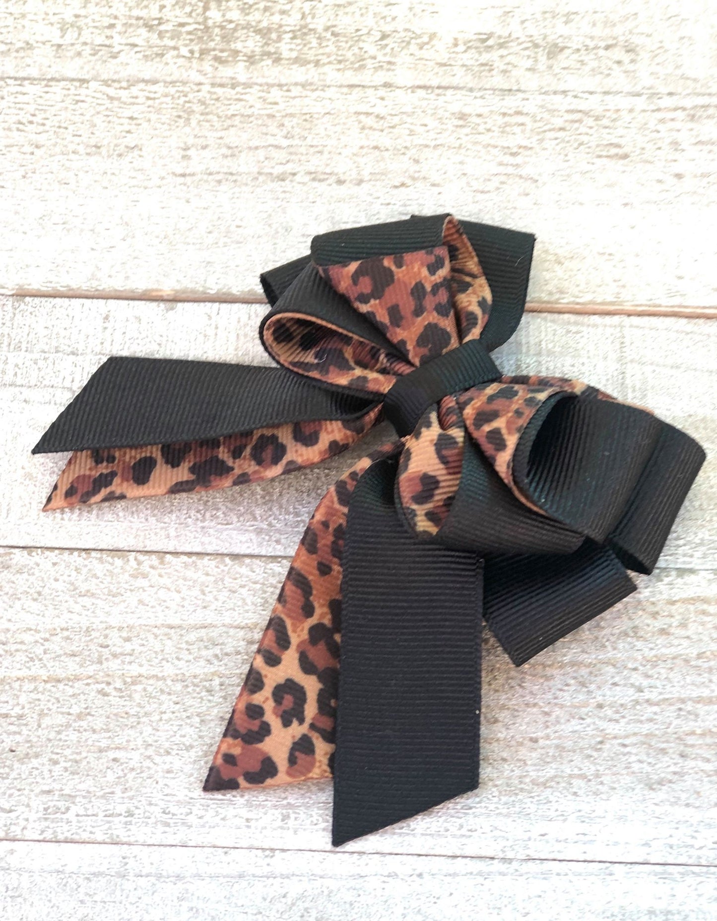 Leopard Print Bow ~Sailor Bow~ Pony Tail Bow~ 4" inch Small Bow