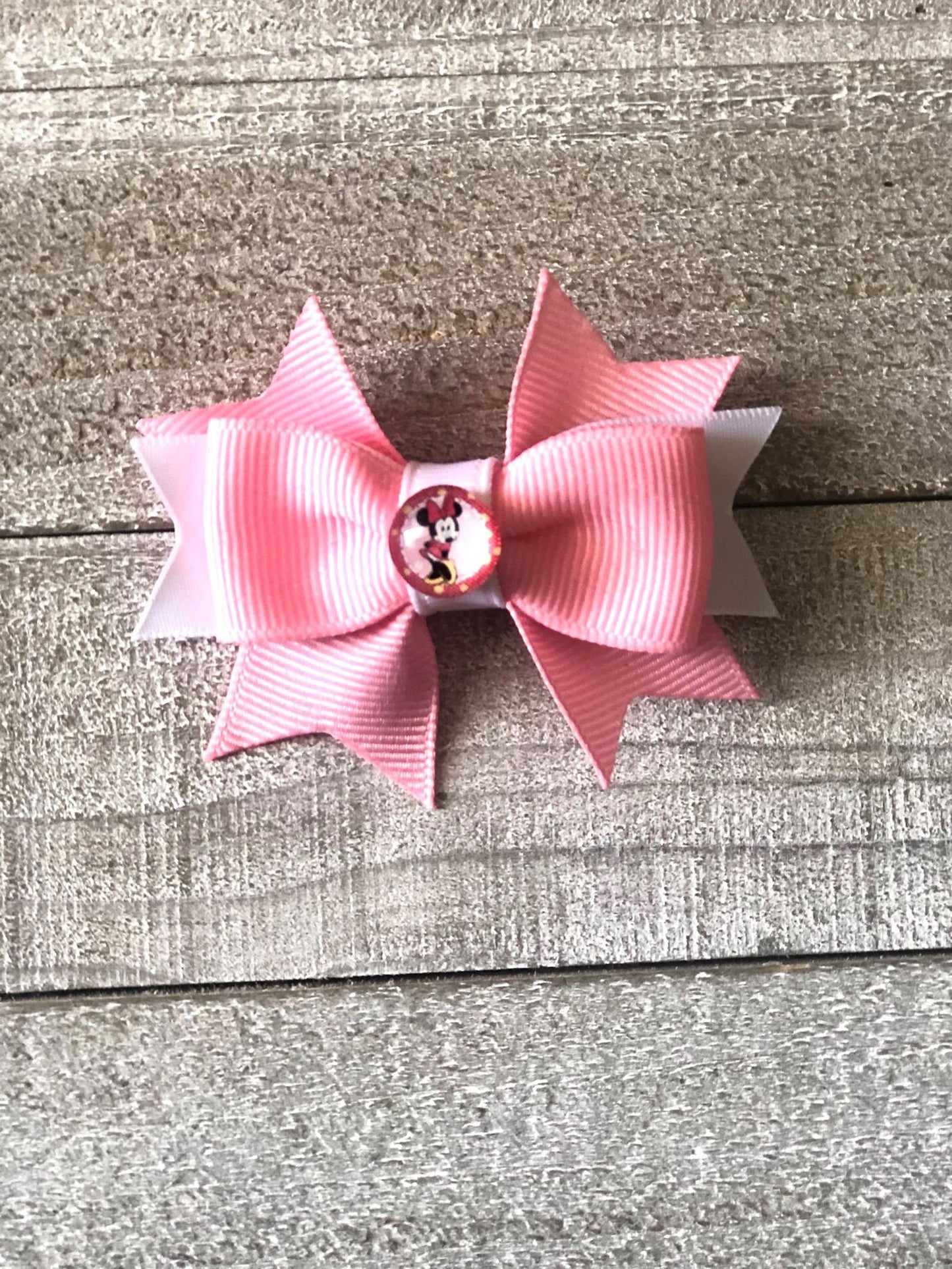 Mini Bow Set~ Pig Tail Bows~ Pink & White Bows~ 2.7" inch Bow~ Extra Small Bow