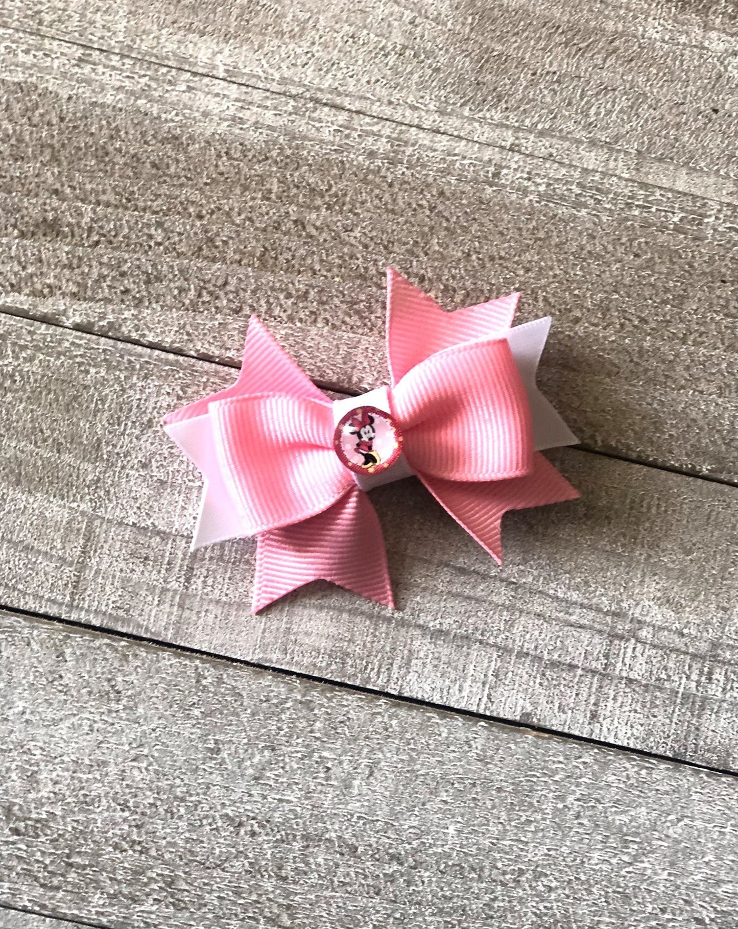 Mini Bow Set~ Pig Tail Bows~ Pink & White Bows~ 2.7" inch Bow~ Extra Small Bow
