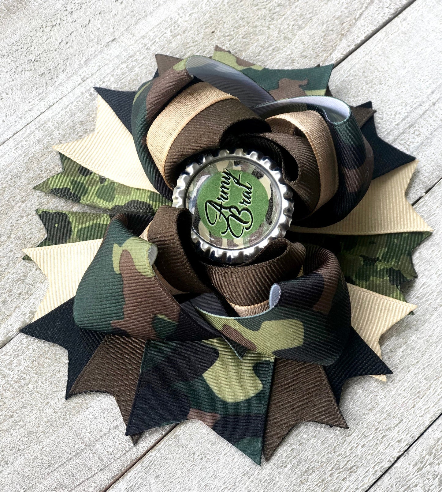 Over The Top Bow ~ Army Brat Bow ~ Boutique Bow~ Double Layered Bow ~ 5 "inch Medium Bow