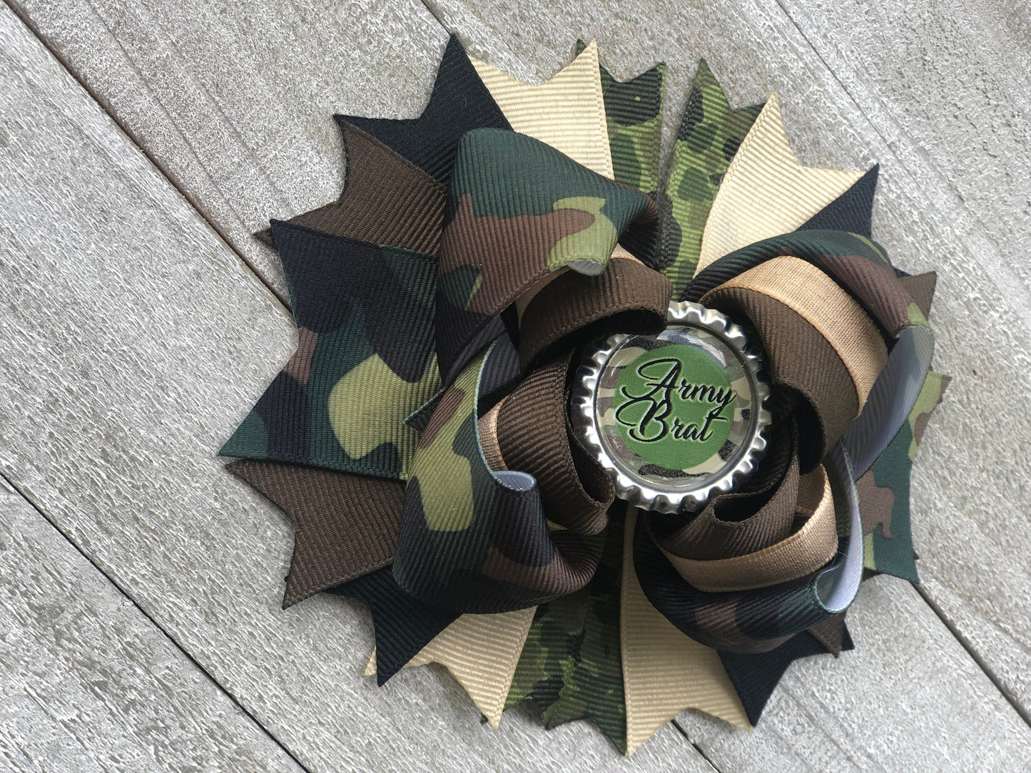 Over The Top Bow ~ Army Brat Bow ~ Boutique Bow~ Double Layered Bow ~ 5 "inch Medium Bow