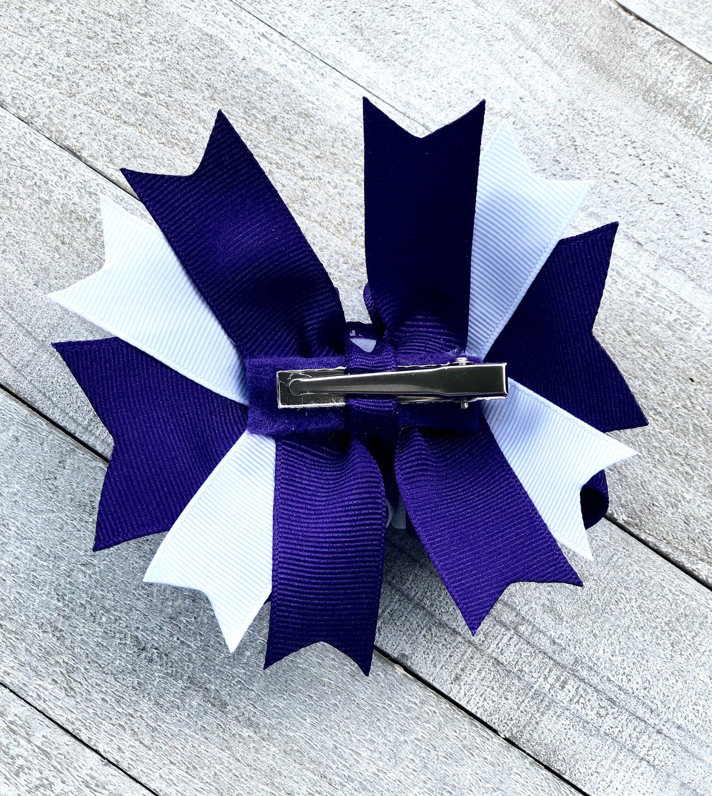 Over The Top Bow ~ Boss Baby Bow ~ Purple and White Bow~ Boutique Bow~ Double Layered Bow~ Medium Bow