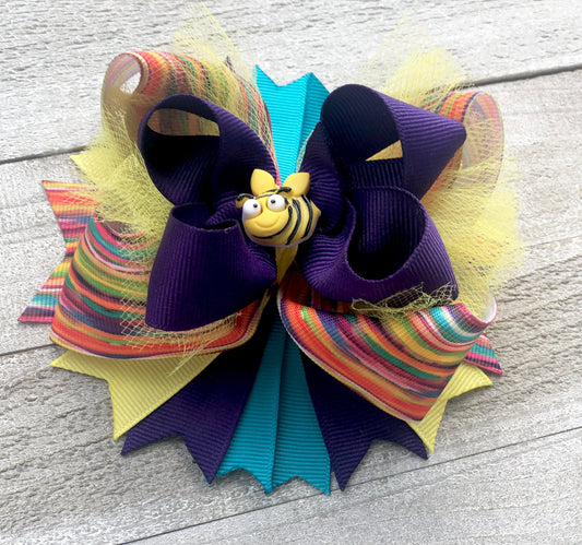 Over The Top ~ Bumble Bee Bow ~ Boutique Bow~ Double Layered Bow~ 5 " inch Medium Bow