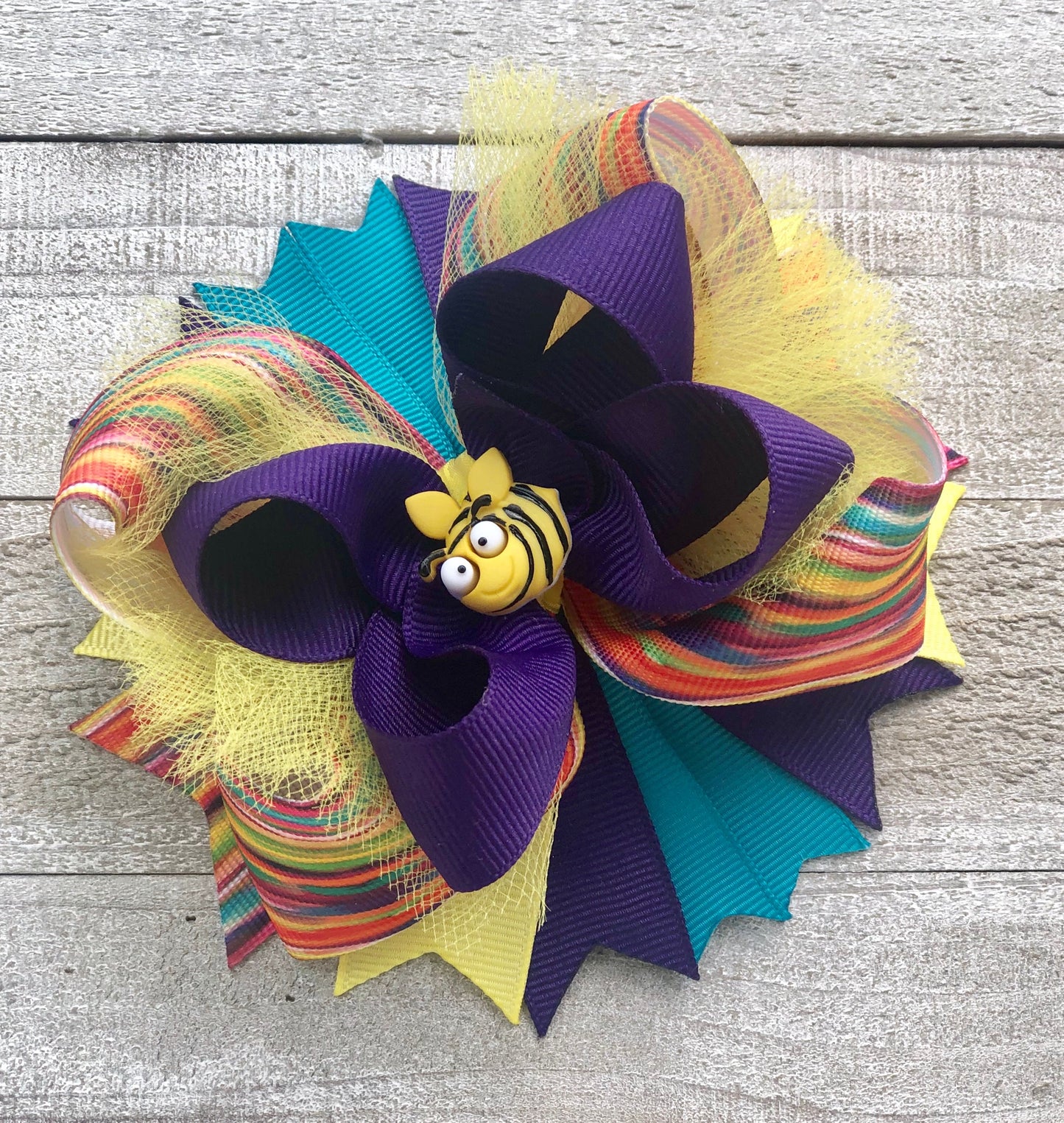 Over The Top ~ Bumble Bee Bow ~ Boutique Bow~ Double Layered Bow~ 5 " inch Medium Bow