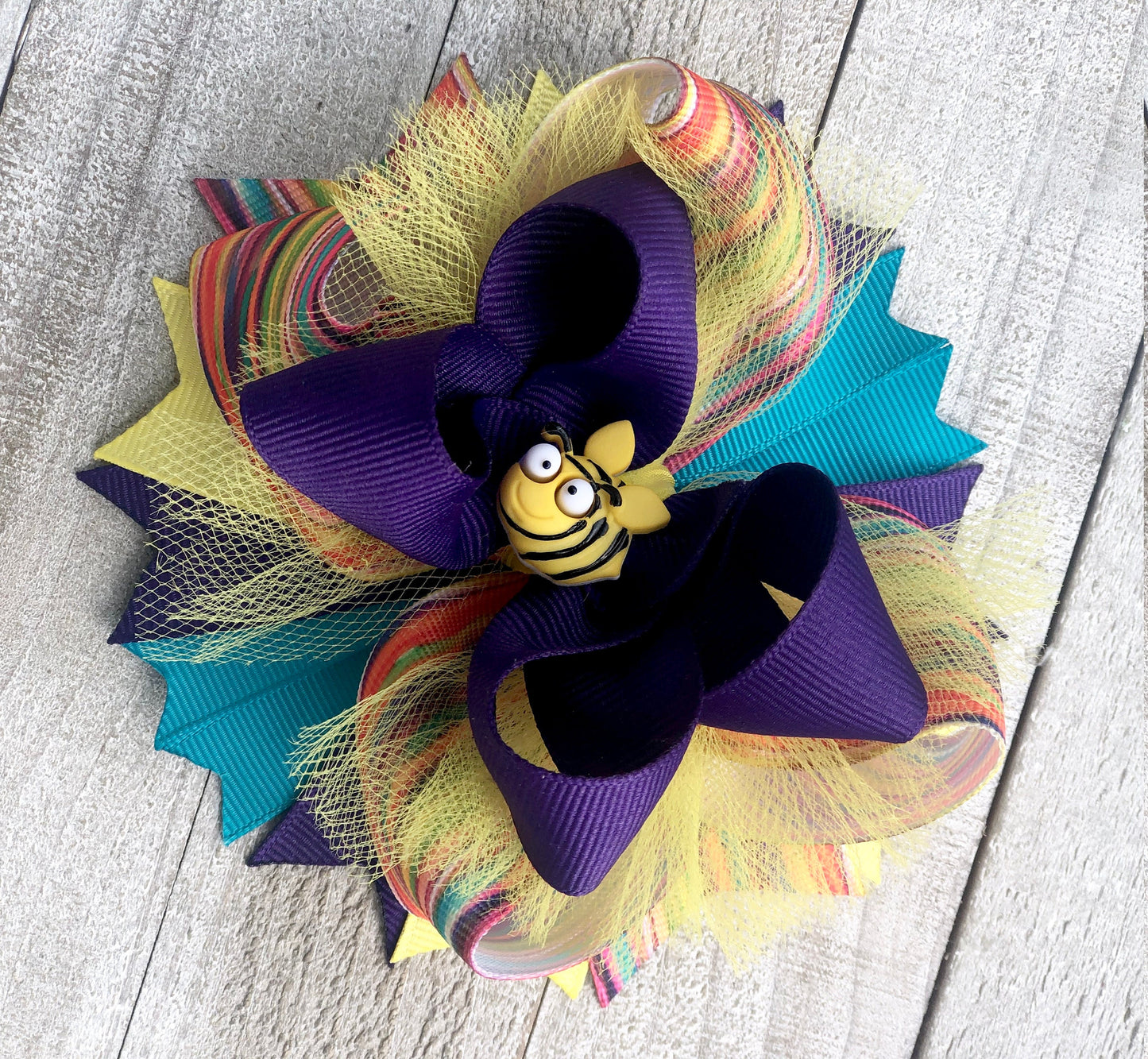 Over The Top ~ Bumble Bee Bow ~ Boutique Bow~ Double Layered Bow~ 5 " inch Medium Bow