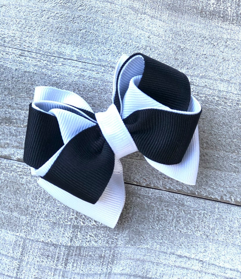 Small Bow Set~ Pig Tail Bows~ Black & White Bows~ 3" inch Small Bows