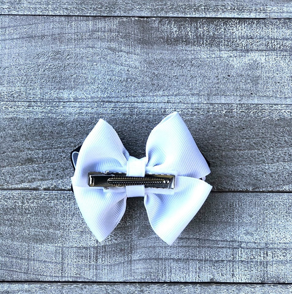 Small Bow Set~ Pig Tail Bows~ Black & White Bows~ 3" inch Small Bows