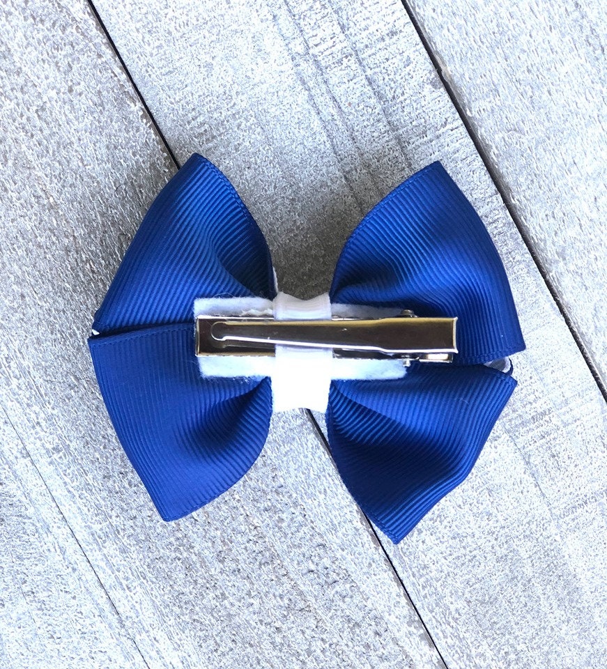 Small Bow Set~ Pig Tail Bows~ Blue & White Bows~ Polka Dot Bows~ 3" inch Bows