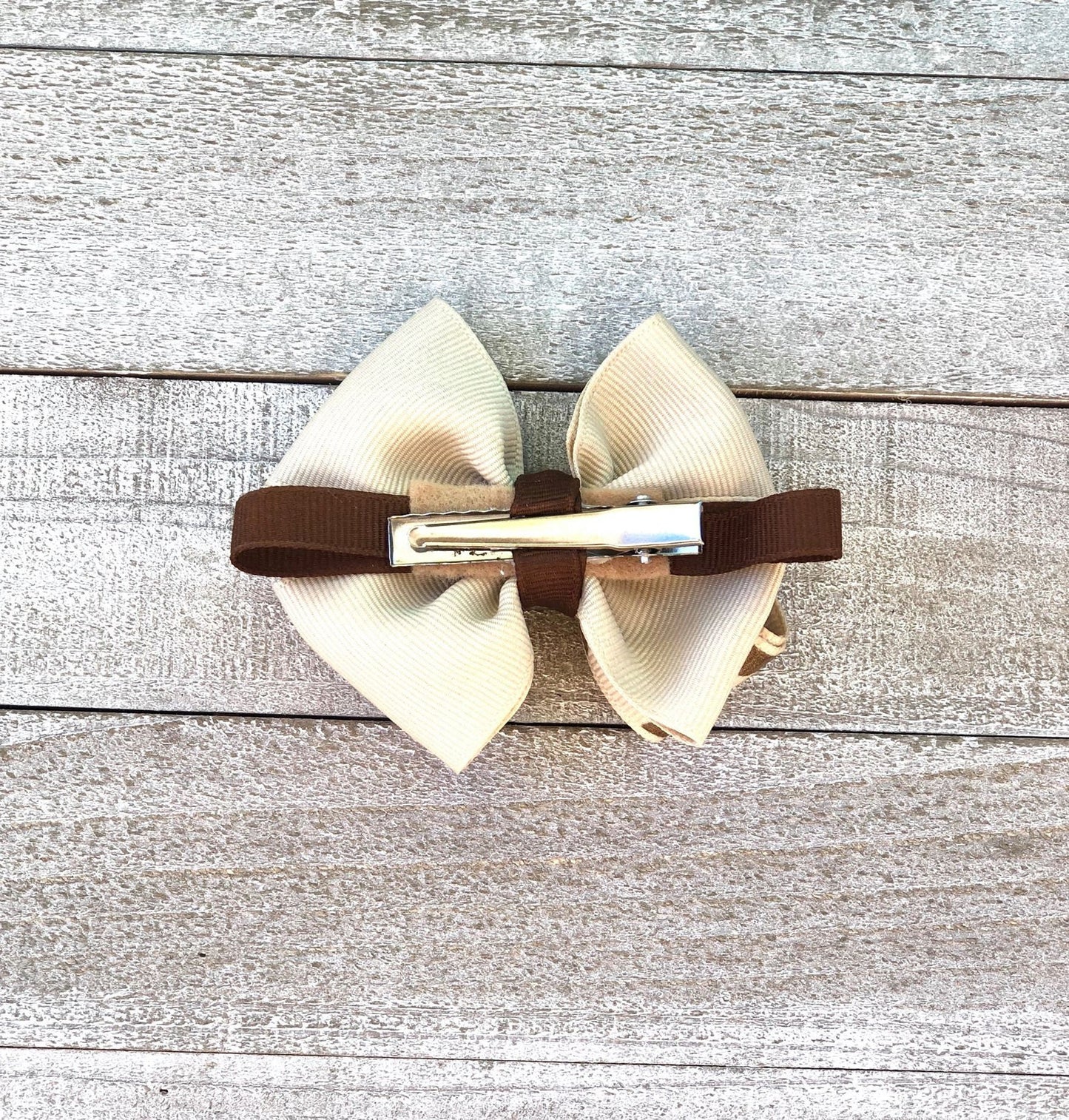 Small Bow Set~ Pig Tail Bows~ Brown & Beige Bows~ Polka Dot Bows~ 3" inch Bows