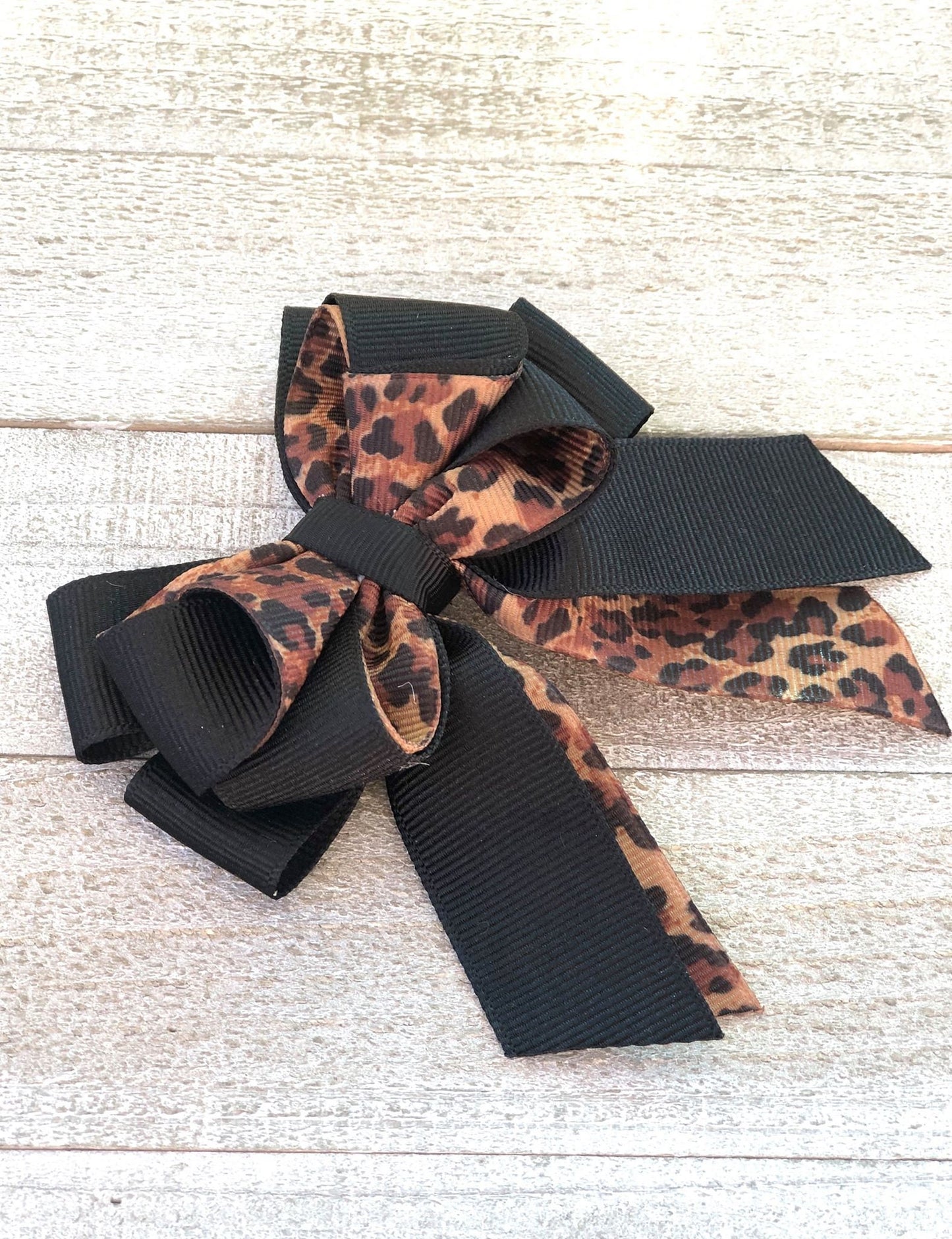 Leopard Print Bow ~Sailor Bow~ Pony Tail Bow~ 4" inch Small Bow