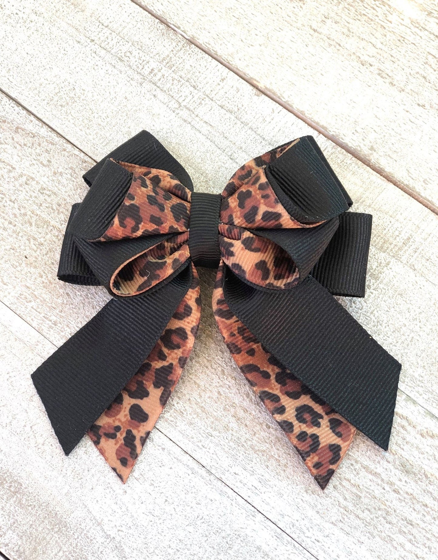 Leopard Print Bow ~Sailor Bow~ Pony Tail Bow~ 4" inch Small Bow
