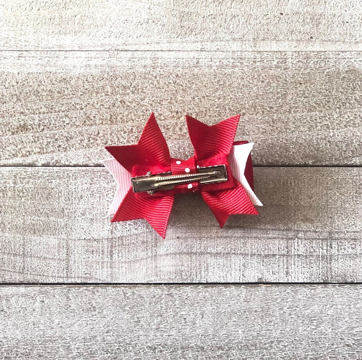 Mini Bow Set~ Pig Tail Bows~ Red & White Bows~ Polka Dots Bows~ 2.7" inch Bow~ Extra Small Bows