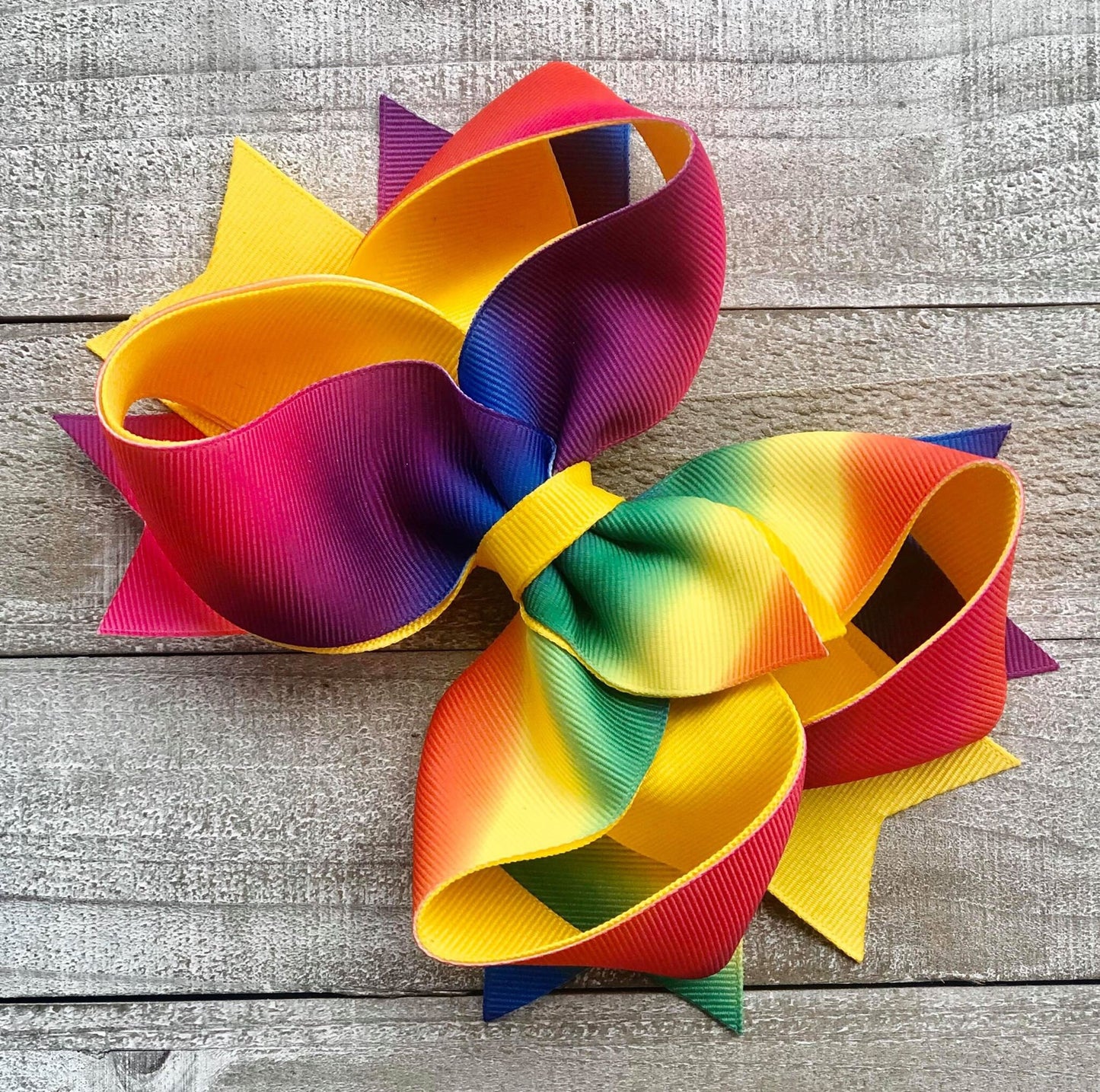 Jumbo Size Bow~Rainbow Print~ Boutique Style Bow~ 6" inch X-Large Bow
