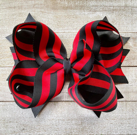 Jumbo Size Bow~ Red and Black Bow~ Boutique Style Bow~ 6" inch X-Large Bow