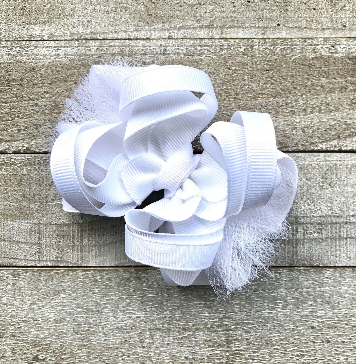 All White Wedding Bow~ Boutique Style Bow~ Double Layered Bow~ 3.5" inch Small Bow