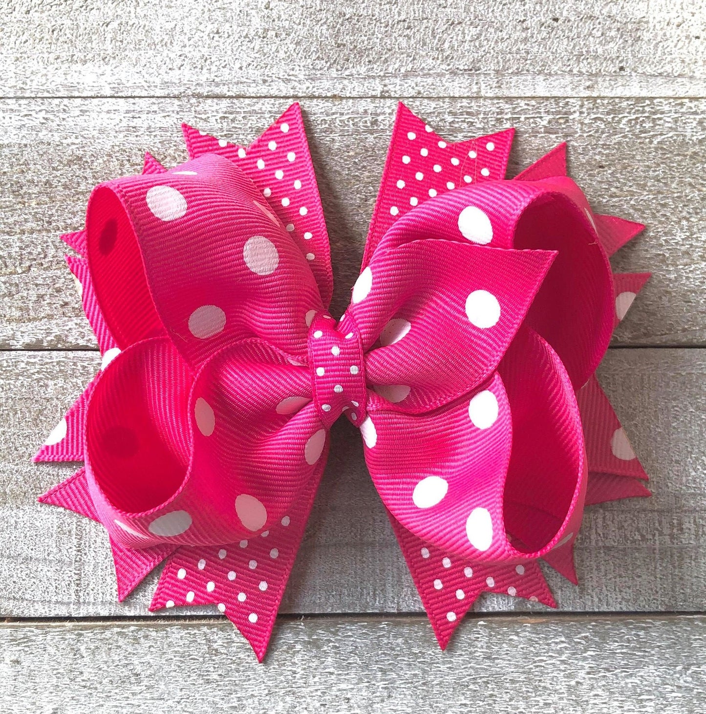 Butterfly Bow~ Hot Pink and White Bow~ Polka Dots Bow~ 4.5" inch Medium Bow