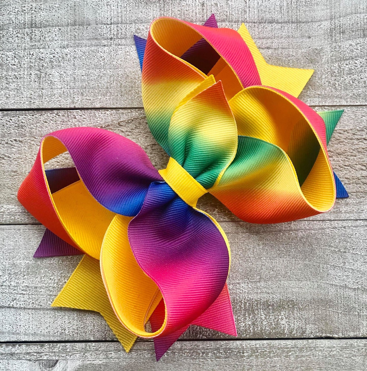 Jumbo Size Bow~Rainbow Print~ Boutique Style Bow~ 6" inch X-Large Bow