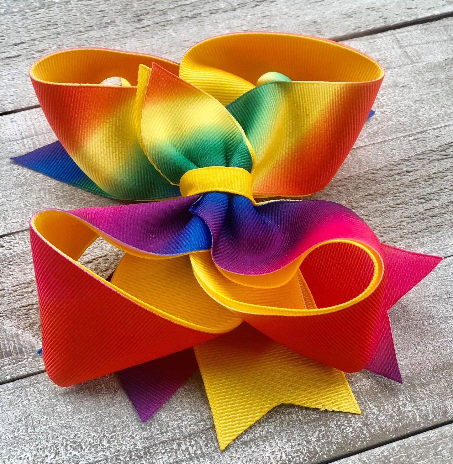 Jumbo Size Bow~Rainbow Print~ Boutique Style Bow~ 6" inch X-Large Bow