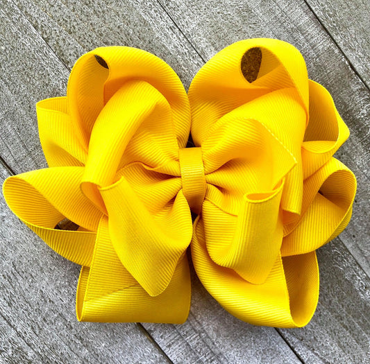 Jumbo Size Bow~ Yellow Octopus Bow~Boutique Style Bow~ 5" inch Large Bow