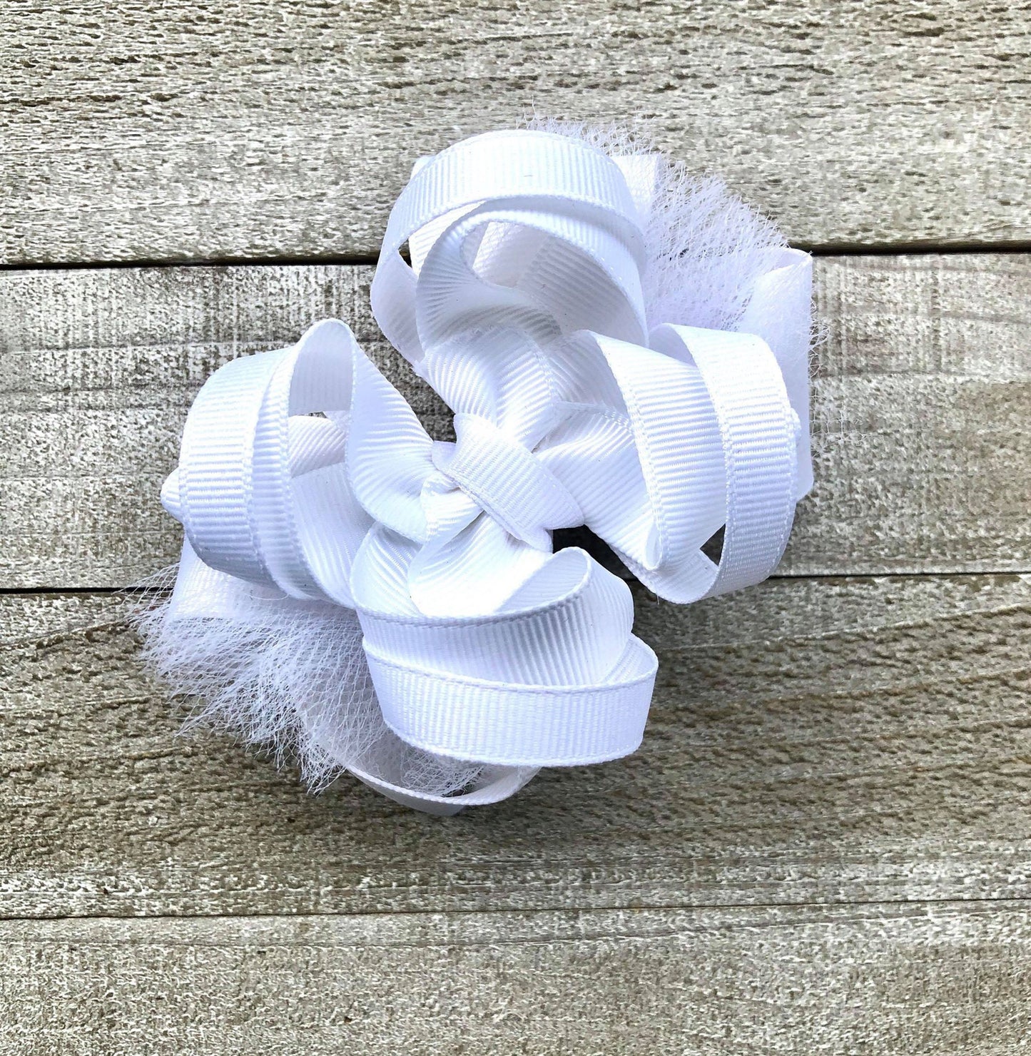 All White Wedding Bow~ Boutique Style Bow~ Double Layered Bow~ 3.5" inch Small Bow