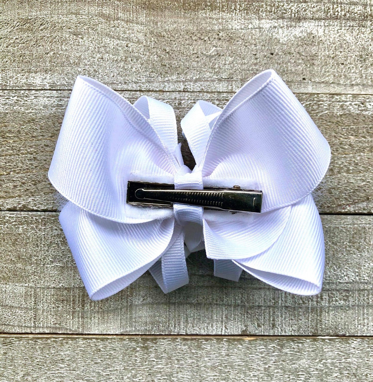 All White Wedding Bow~ Boutique Style Bow~ Double Layered Bow~ 3.5" inch Small Bow