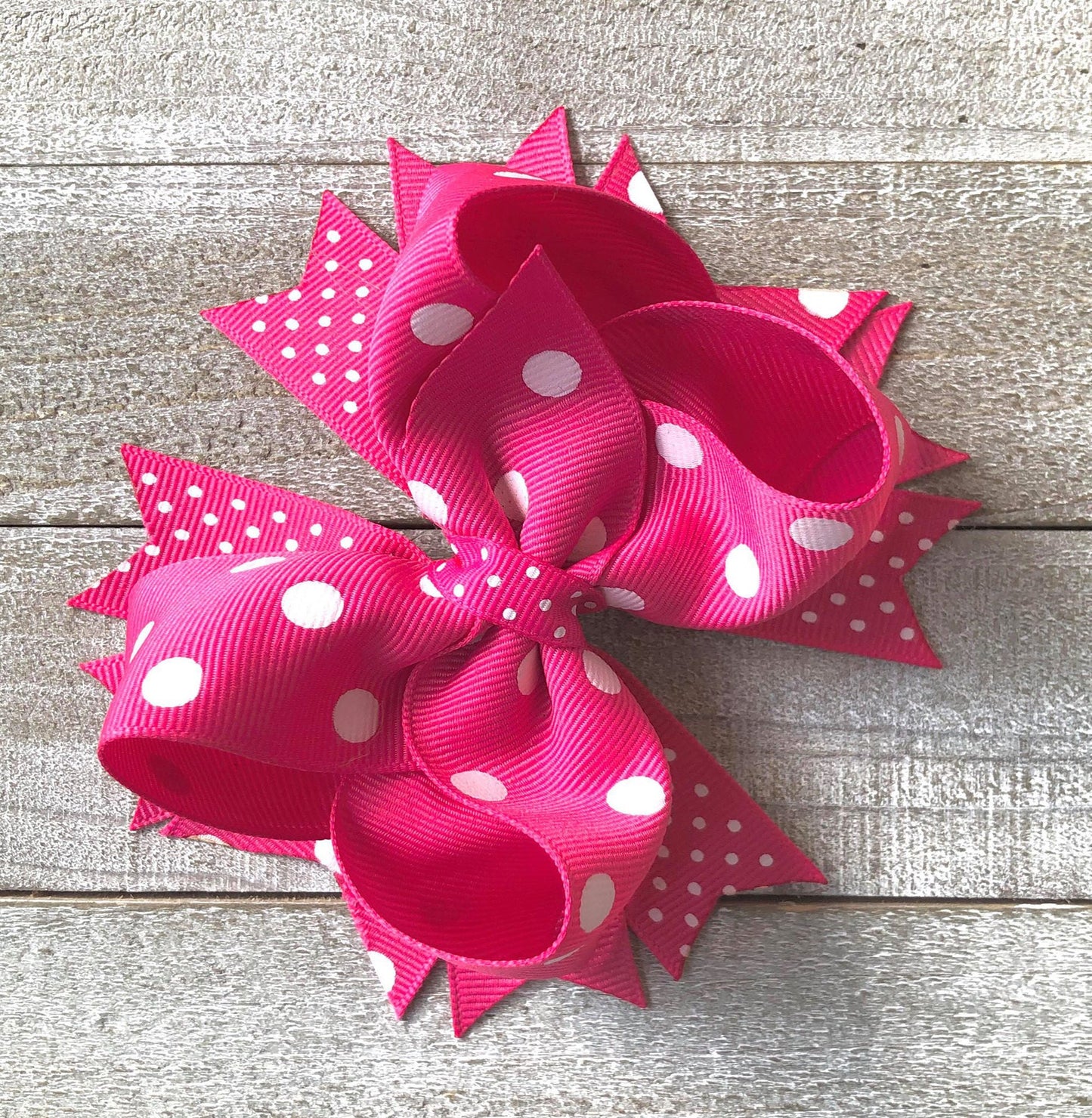 Butterfly Bow~ Hot Pink and White Bow~ Polka Dots Bow~ 4.5" inch Medium Bow