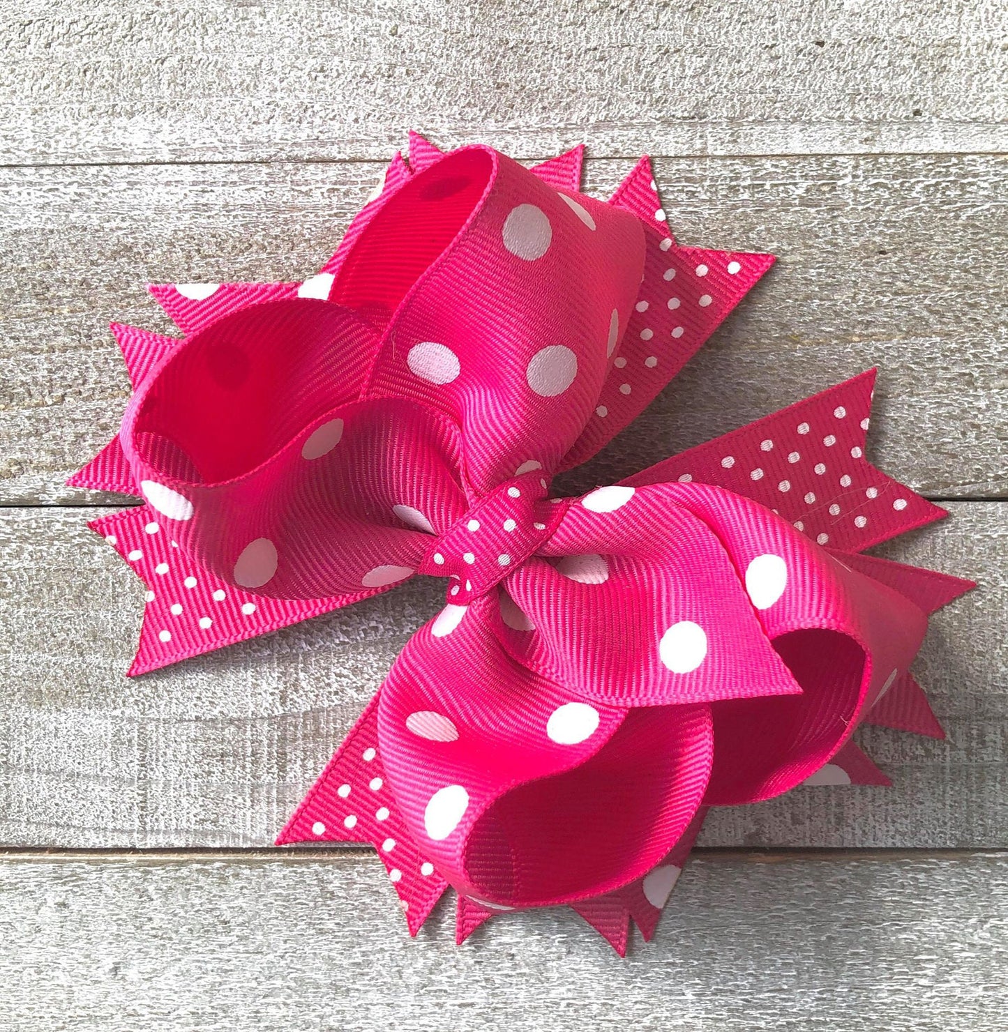 Butterfly Bow~ Hot Pink and White Bow~ Polka Dots Bow~ 4.5" inch Medium Bow